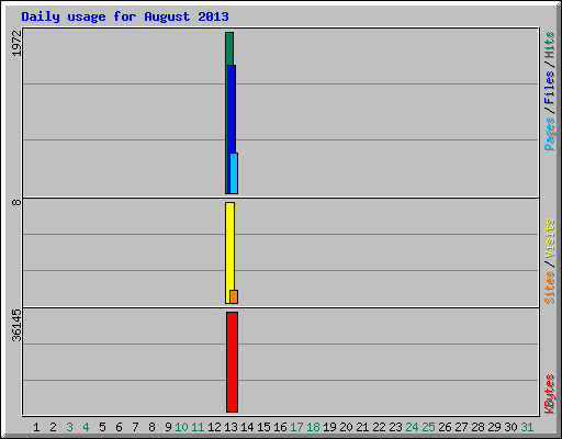 Daily usage for August 2013